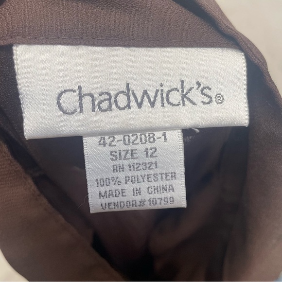 Chadwick’s women’s brown chiffon ruffle lace blouse boho witchy size 12 - Picture 8 of 8